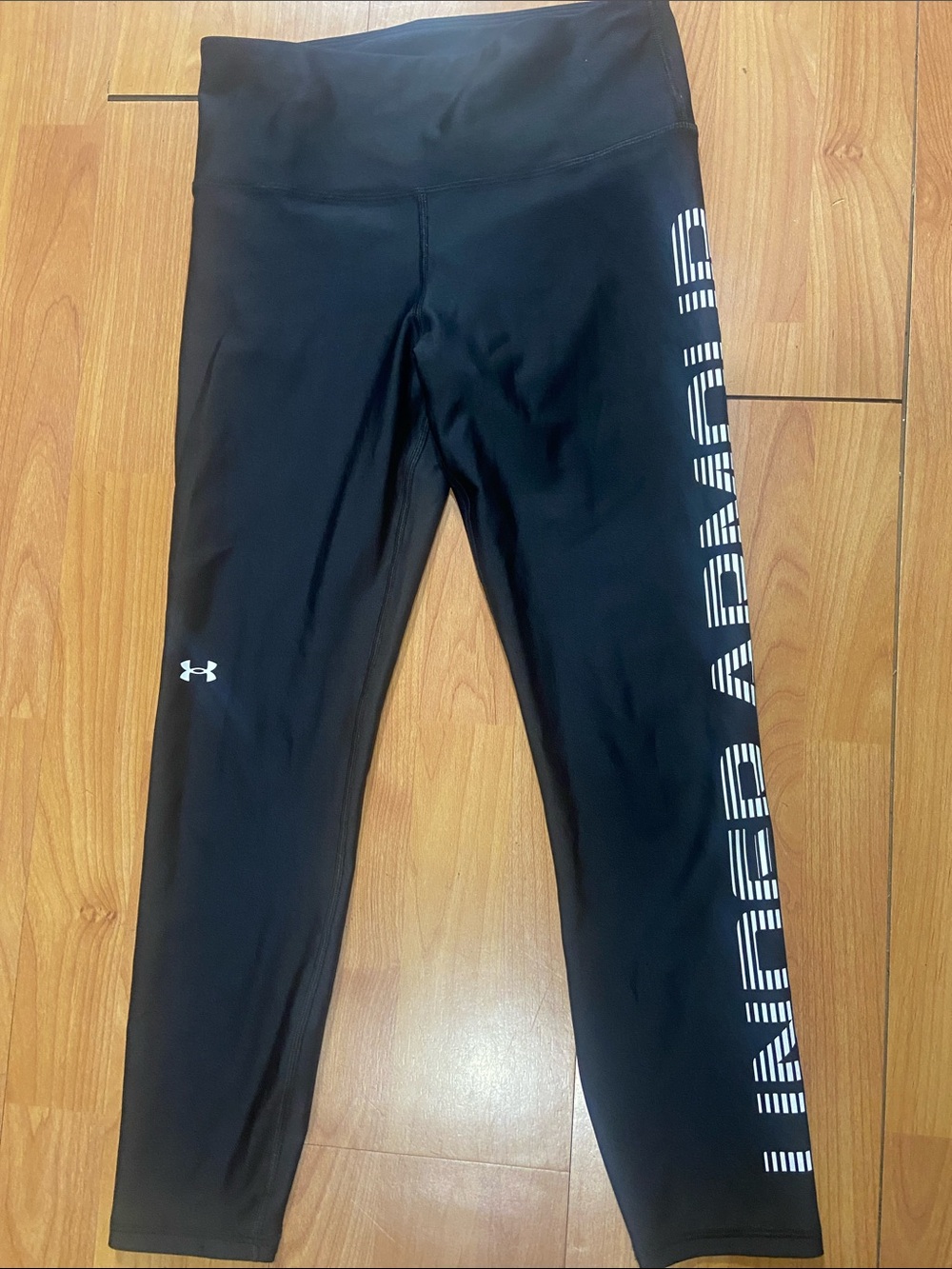 Under Armour Black Leggings with White Side Branding